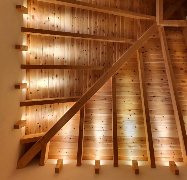 Balkenlampe Holz-Wandlampe UP-Strahler für Dachschrägen 60° geneigt
